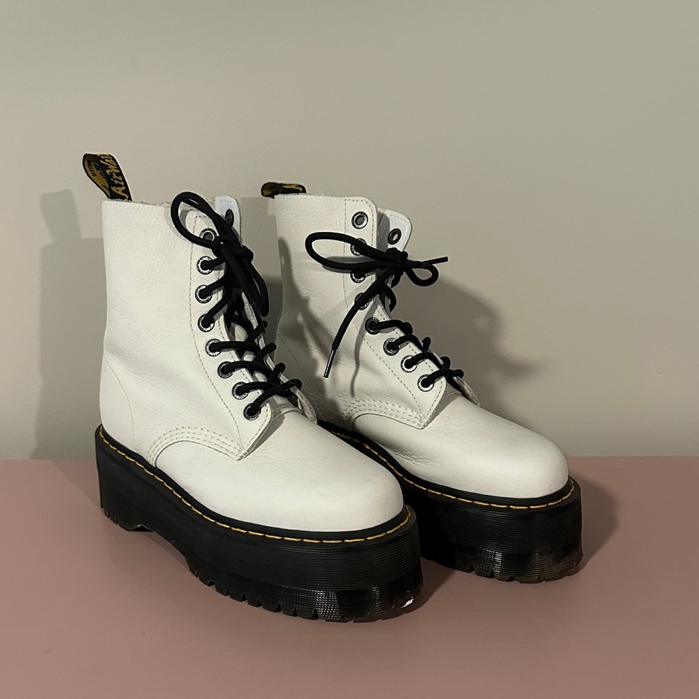 White Dr. Martens 1460 Pascal Max Platform Boots Women Size 8